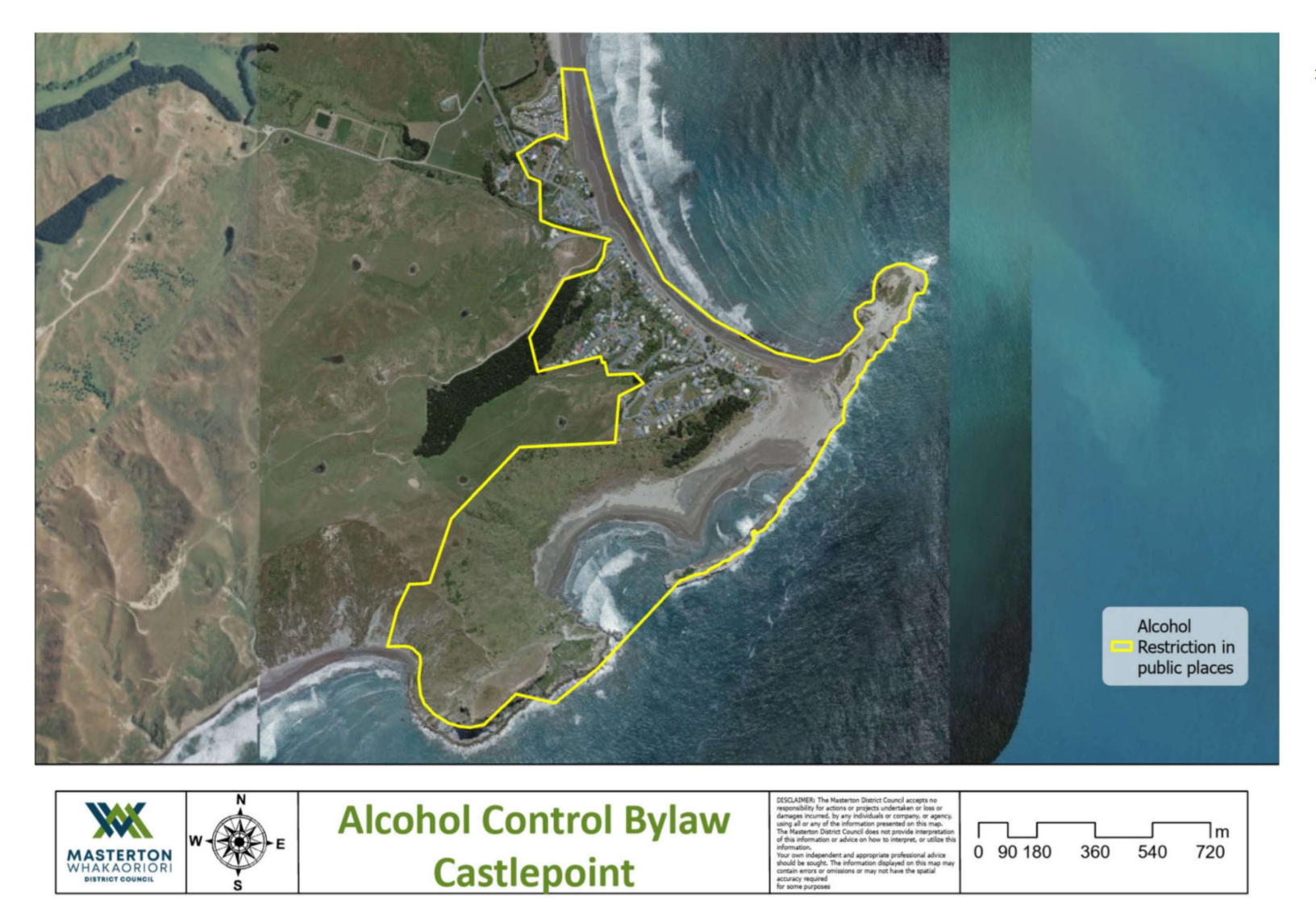 Aerial map showing alcohol free zone at Castlepoint